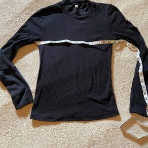 Free People Black Ribbed Long Sleeve Top